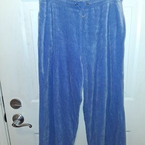 Blue Casual Pants Talbots Petites L Velour Pants Drawstring